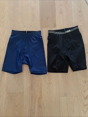 Adam Selman French Cut Athletic Compression Shorts - Navy & Black